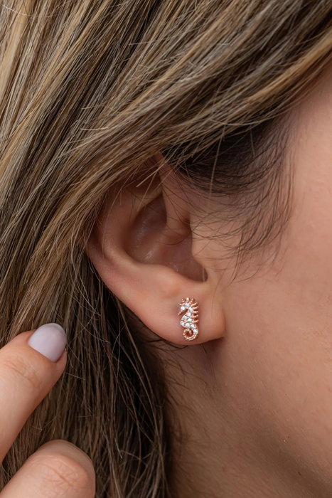 Heliophilia Silver Pendientes de Plata de Ley 925 con Oro Rosa y Circón Heliophilia Silver Pendientes de Plata de Ley 925 con Oro Rosa y Circón